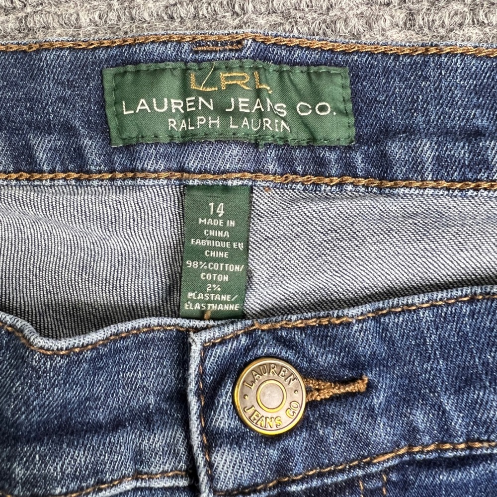 Lauren Ralph Lauren Women 14 Dark Wash Bootcut Jeans Blue Stretch Denim Mid Rise - Picture 3 of 8